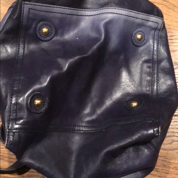 YSL suede navy and cream purse